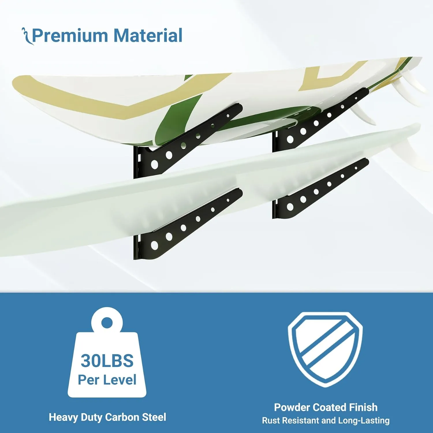 2/4/6 Board Horizontal Surfboard Rack, Adjustable Surfboard Wall Mount Display, Surfboard Wall Rack Board Storage Mount System at Home and Garage