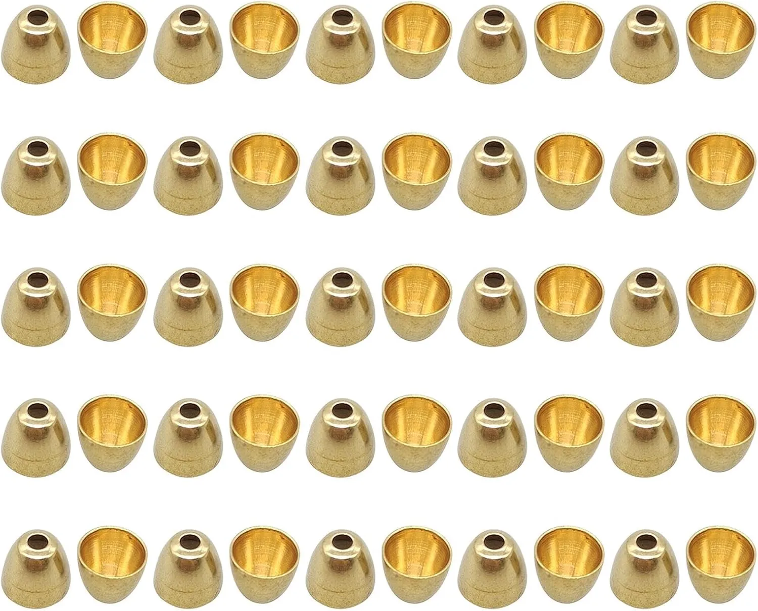 50pcs Brass Cone Head - Tungsten Cone Head | Flashback Head | Conehead Beads Brass Cone Head | Copper Tying Beads Sink Deeper 3 Sizes Fly Tying Materials for Tube Fly