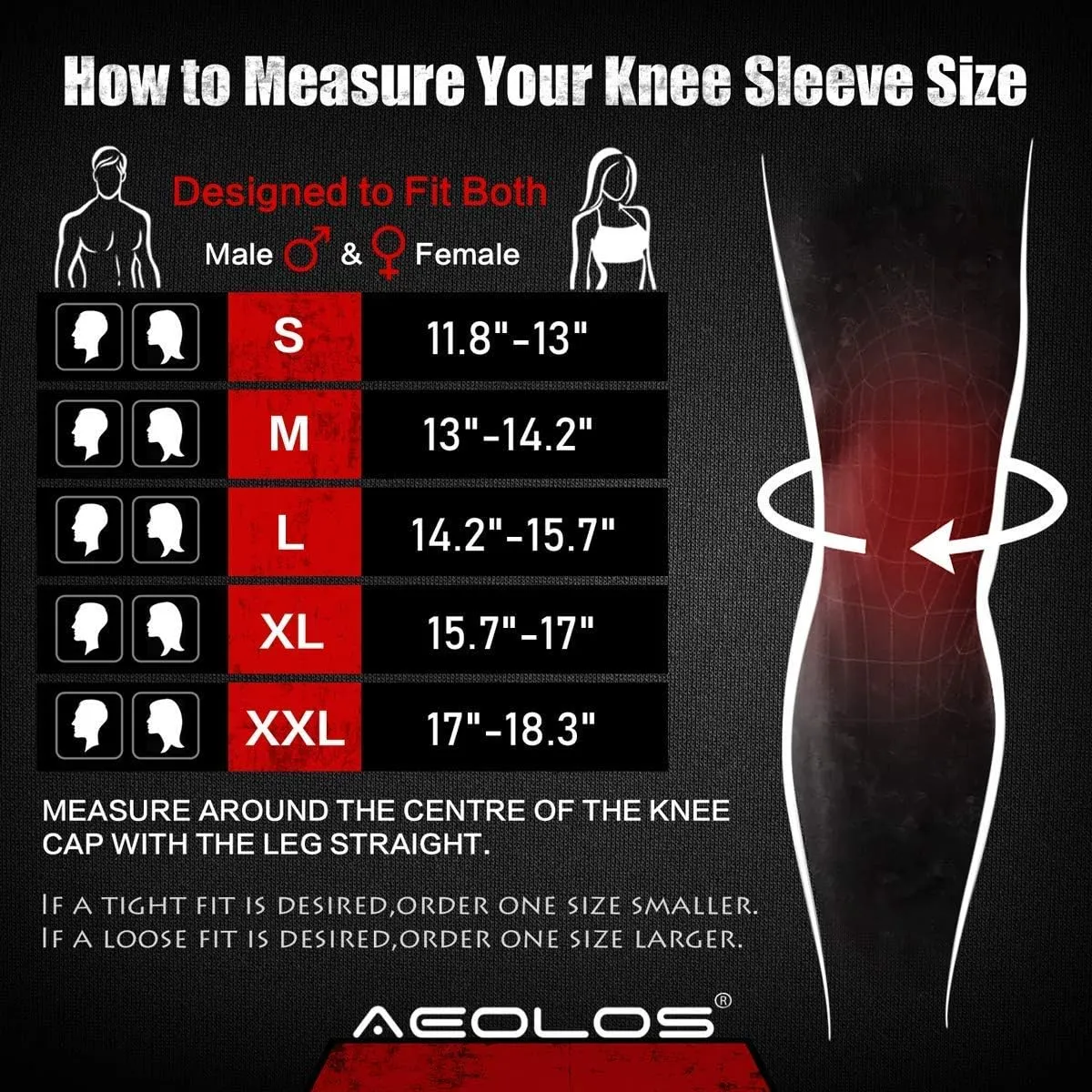 AEOLOS Knee Sleeves (1 Pair)7mm Compression Knee Braces for Heavy-Lifting,Squats,Gym and Other Sports (Small, Black)