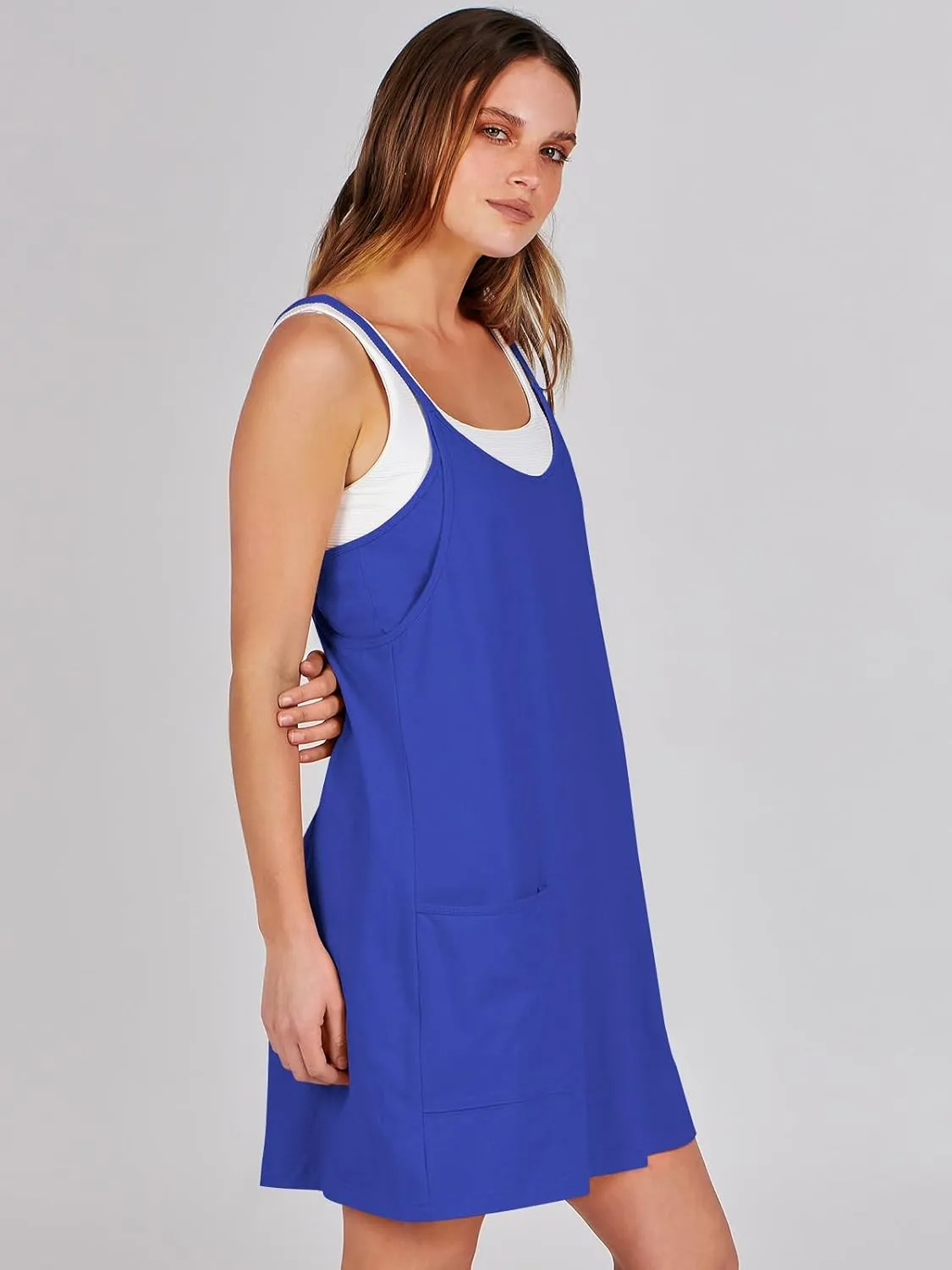 ANRABESS Women Athletic Dress Summer Tennis Workout Active Sports Mini Romper Dress Built in Shorts Travel Vacation Clothes