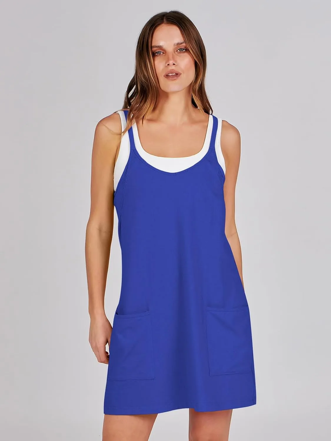 ANRABESS Women Athletic Dress Summer Tennis Workout Active Sports Mini Romper Dress Built in Shorts Travel Vacation Clothes