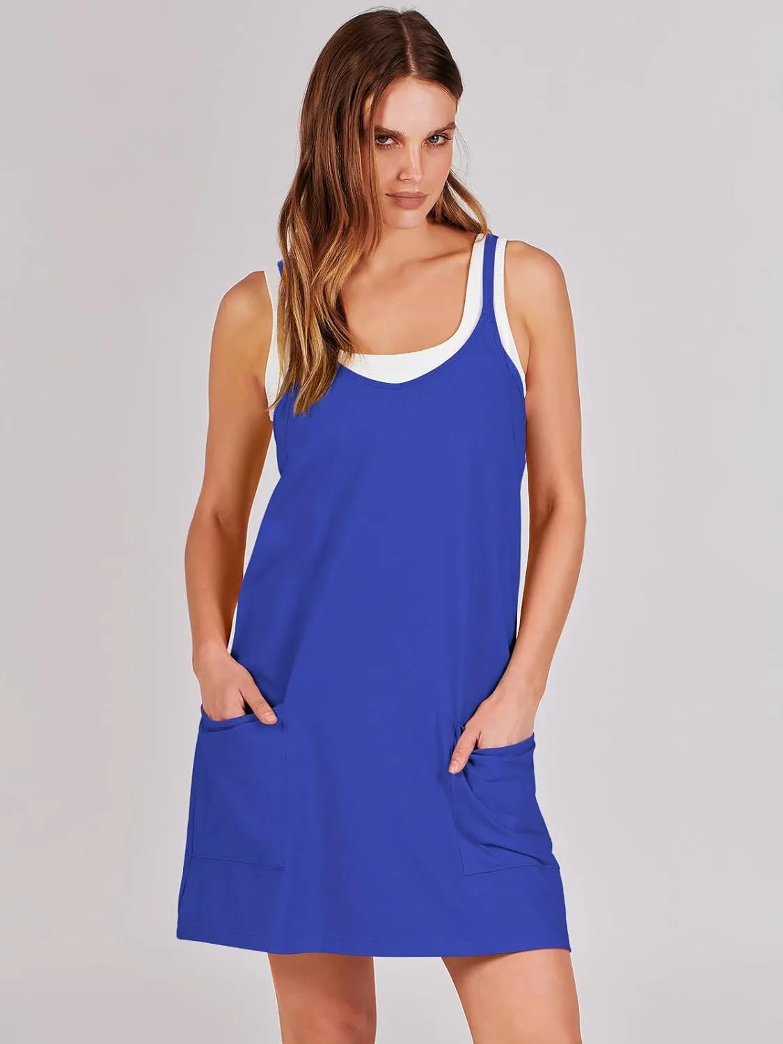ANRABESS Women Athletic Dress Summer Tennis Workout Active Sports Mini Romper Dress Built in Shorts Travel Vacation Clothes