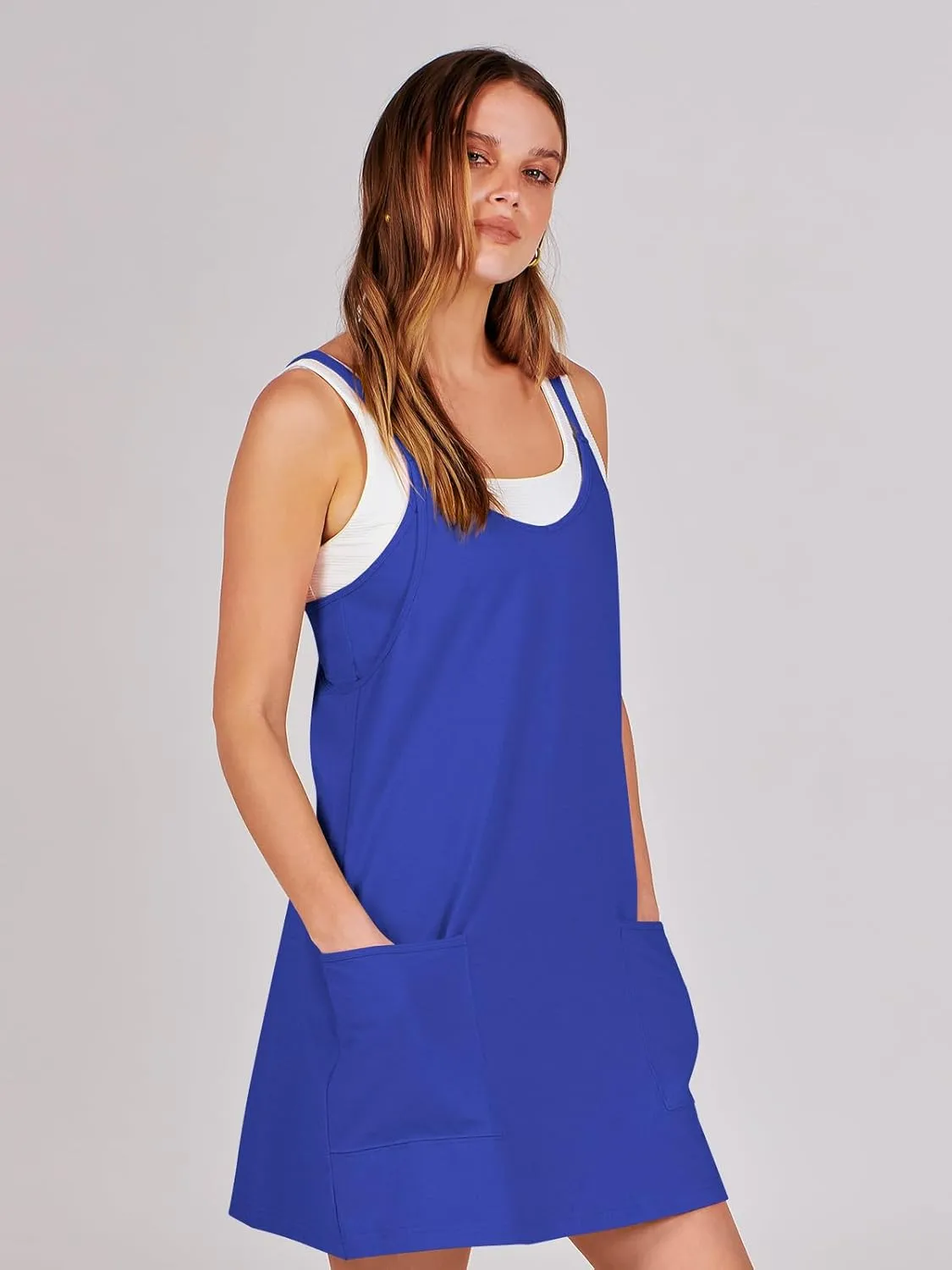 ANRABESS Women Athletic Dress Summer Tennis Workout Active Sports Mini Romper Dress Built in Shorts Travel Vacation Clothes
