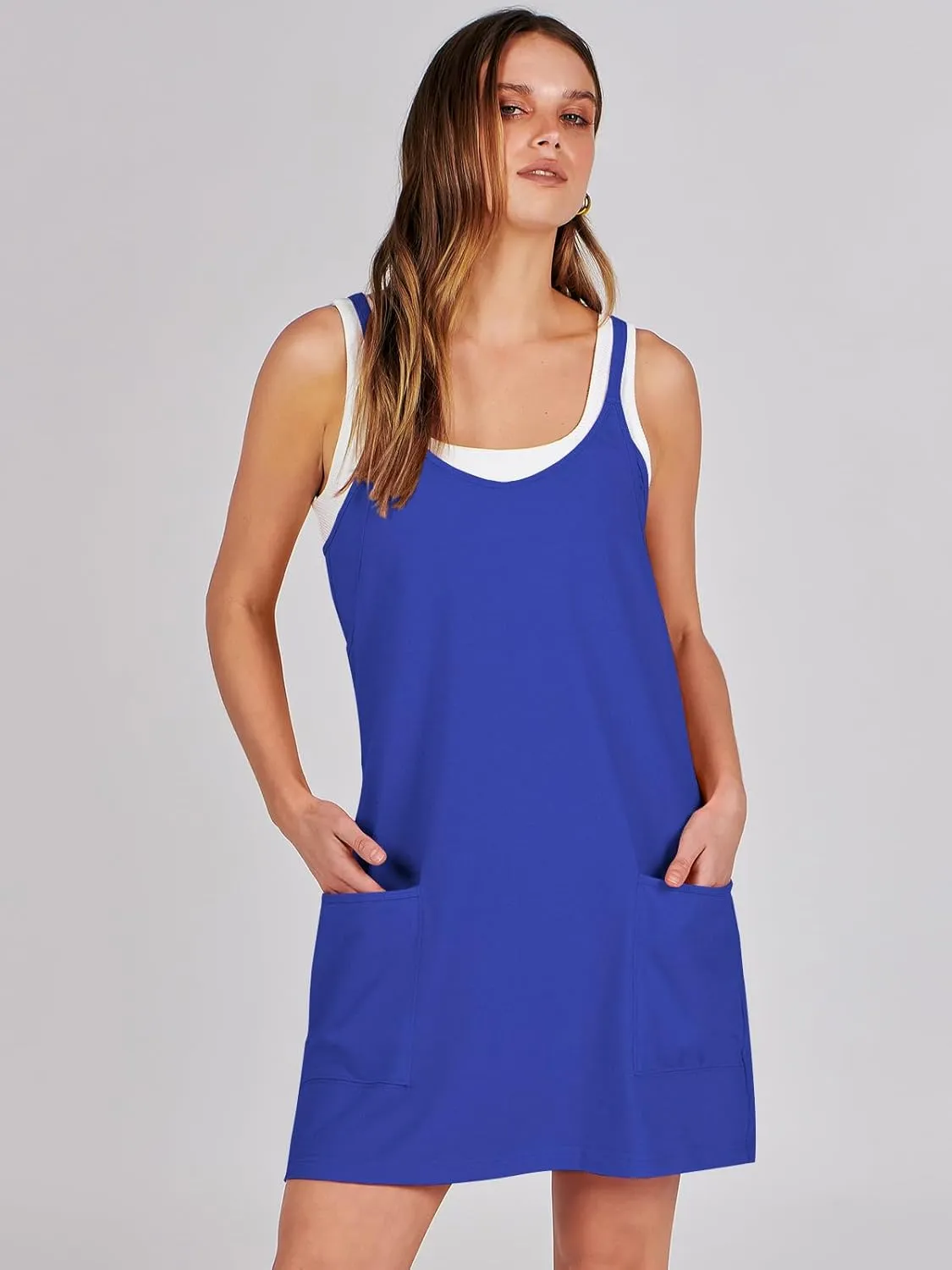 ANRABESS Women Athletic Dress Summer Tennis Workout Active Sports Mini Romper Dress Built in Shorts Travel Vacation Clothes