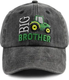 Big Brother Tractor Hats for Boys, Funny Cotton Embroidered Tractor Kids Baseball Cap