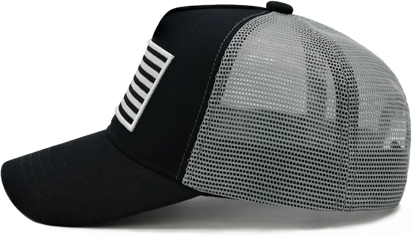Boys Trucker Hat, Toddler American Flag Snapback Mesh Baseball Caps for Kids Age 2-6