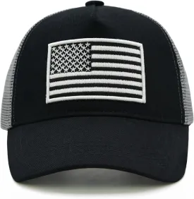 Boys Trucker Hat, Toddler American Flag Snapback Mesh Baseball Caps for Kids Age 2-6
