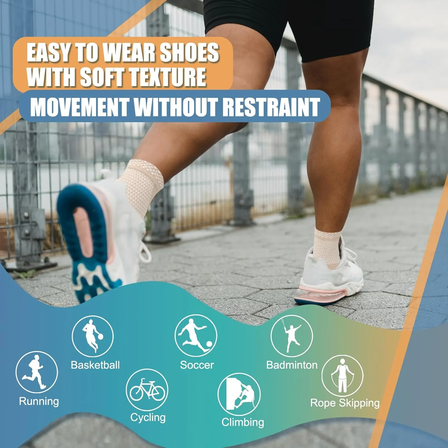 Copper Ankle Brace, Copper Infused Ankle Support Compression Sleeve for Men & Women, for Foot Pain Relief, Sprained Recovery, Achilles Tendonitis, Daytime or Night Use(Skin White L)