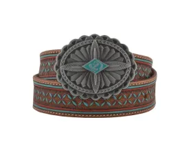 Crystals Hand Tooled Belt