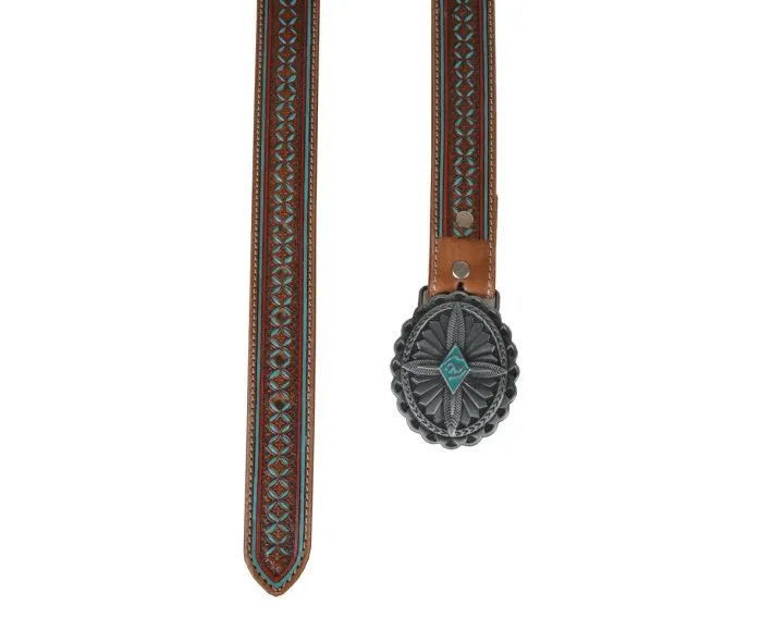 Crystals Hand Tooled Belt
