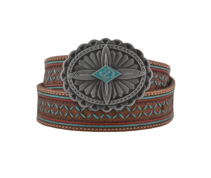 Crystals Hand Tooled Belt
