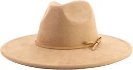 Dcvmvmn Men and Women Fedora Hat with Same Color Accessories Wide Brim Hat Panama Hat