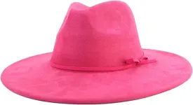 Dcvmvmn Men and Women Fedora Hat with Same Color Accessories Wide Brim Hat Panama Hat