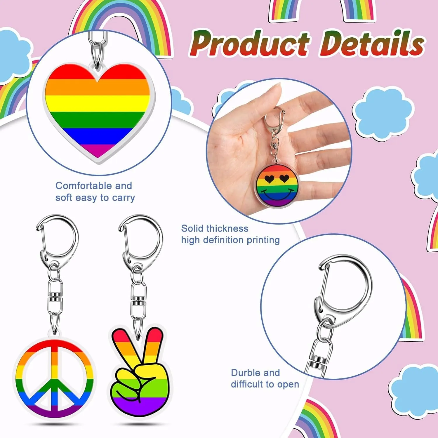 Denylo pro Gay Pride Rainbow Keychain Pride Month LGBT Accessories Gift Jewelry Gifts for LGBT