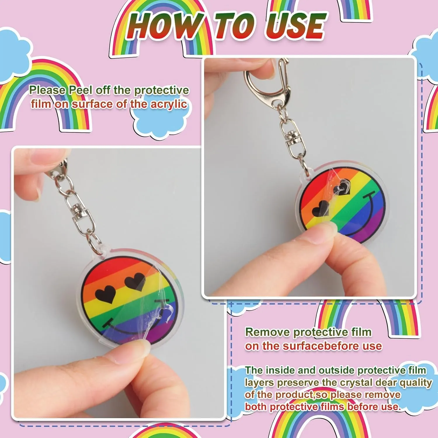 Denylo pro Gay Pride Rainbow Keychain Pride Month LGBT Accessories Gift Jewelry Gifts for LGBT