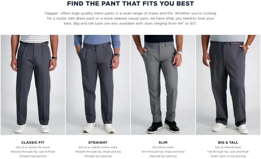 Haggar Men's Premium No Iron Khaki Classic Fit Flat Front Casual Pant (Regular and Big & Tall Sizes)