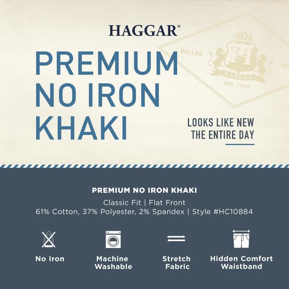 Haggar Men's Premium No Iron Khaki Classic Fit Flat Front Casual Pant (Regular and Big & Tall Sizes)