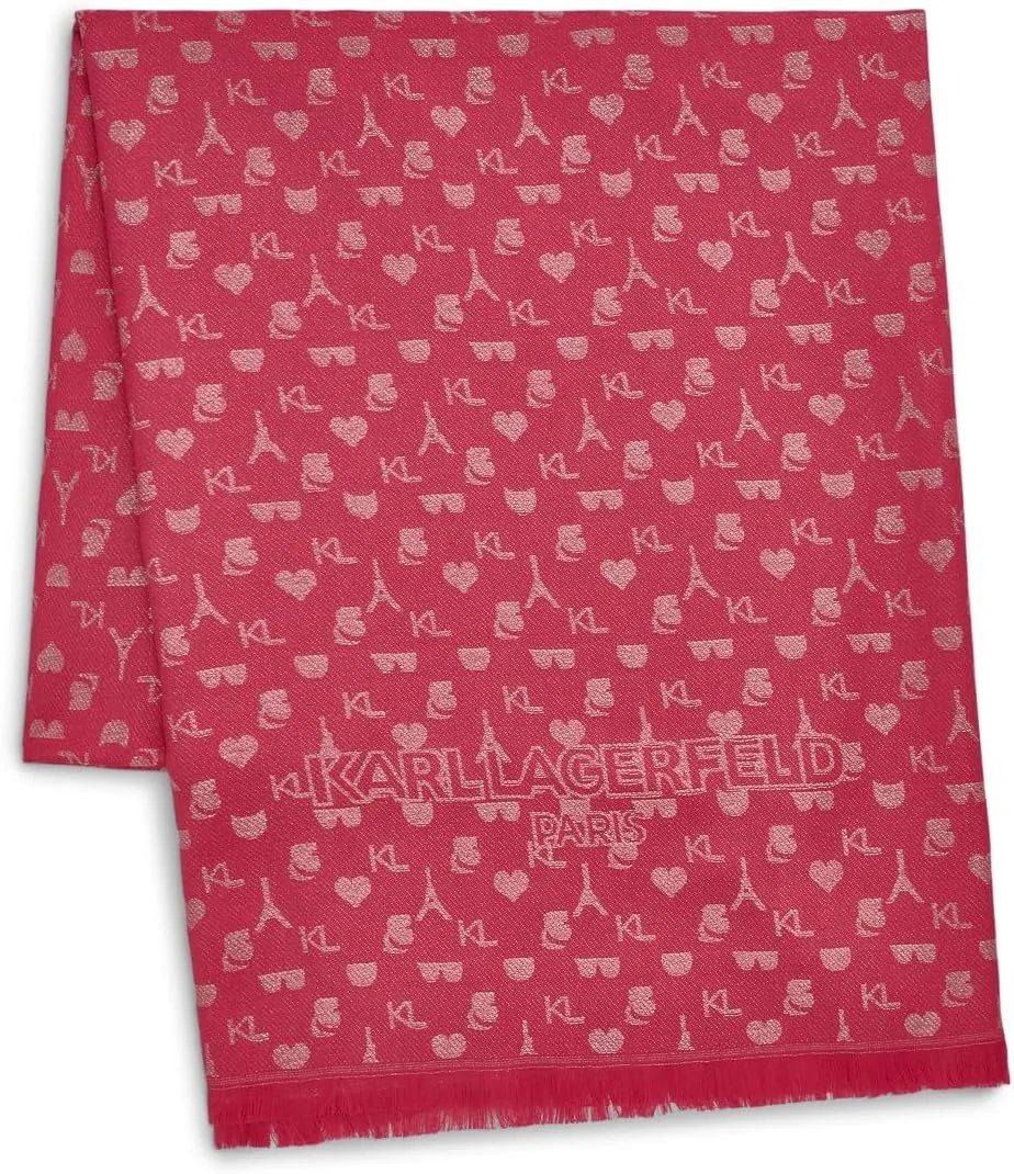 KARL LAGERFELD Womens Metallic Karl Icon Scarf