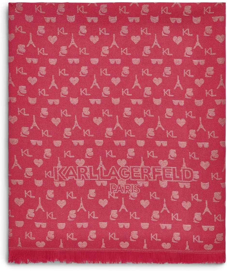 KARL LAGERFELD Womens Metallic Karl Icon Scarf