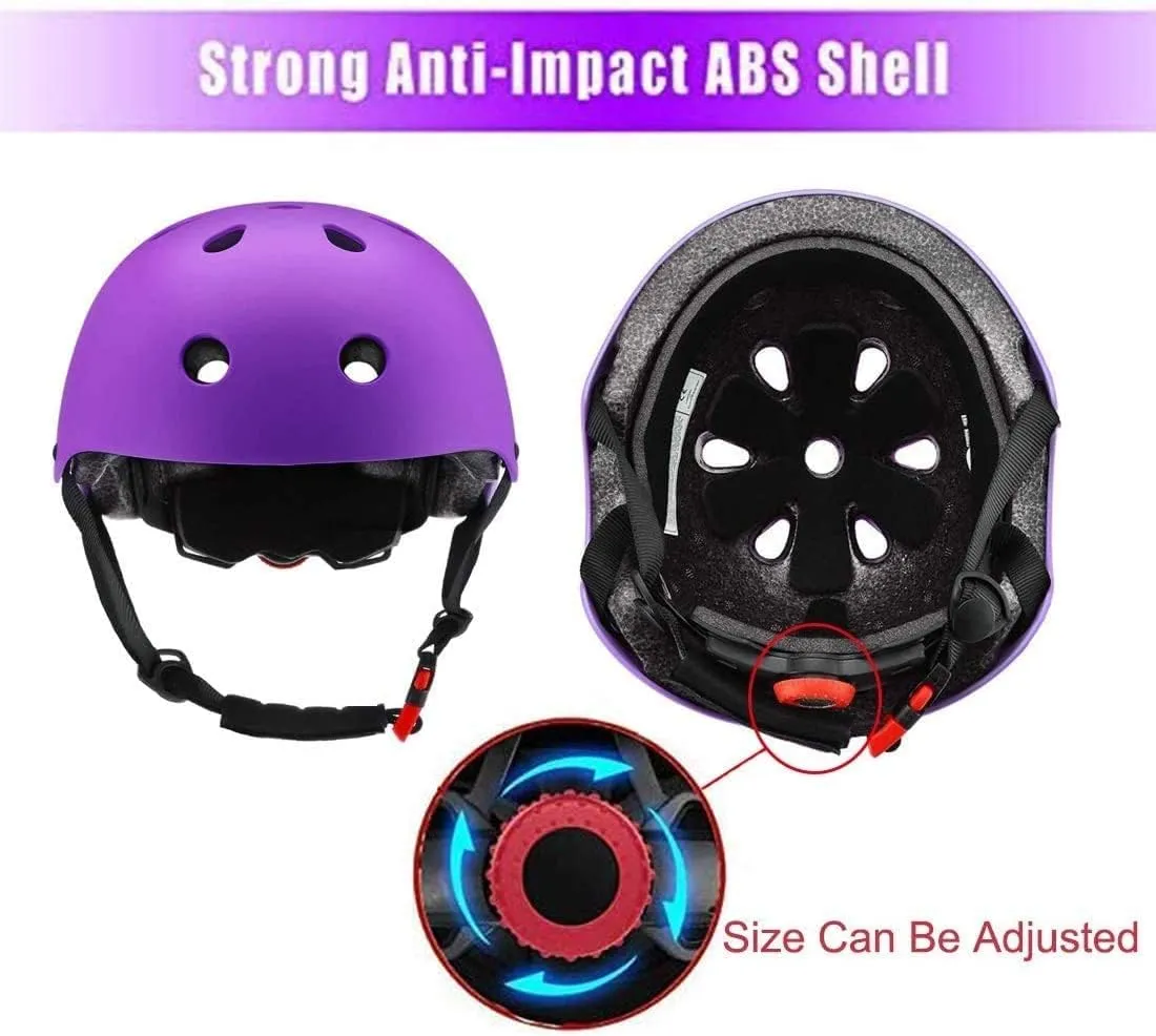 Kids Bike Helmet Skateboard Knee Pads - Kids Helmet Elbow Pads Wrist Guards Adjustable for 5~15yrs Girl Boy Kids Protective Gear Set for Sport Cycling Bike Roller Skating Scooter