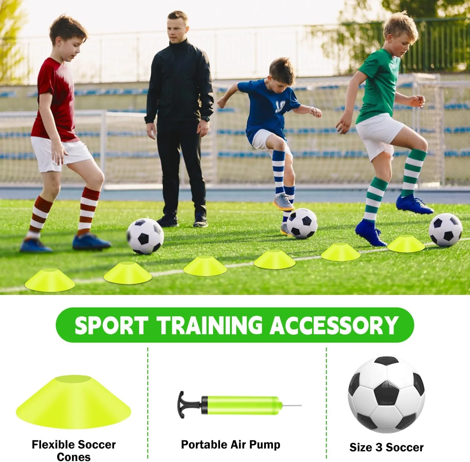 Kids Soccer Goals for Backyard Set of 2-6x4 ft Portable Pop Up Soccer Nets Training Equipment with Soccer Ball, Ladder, Cones, Ideal Birthday for Kids,Baseball & Softball Batting Cages