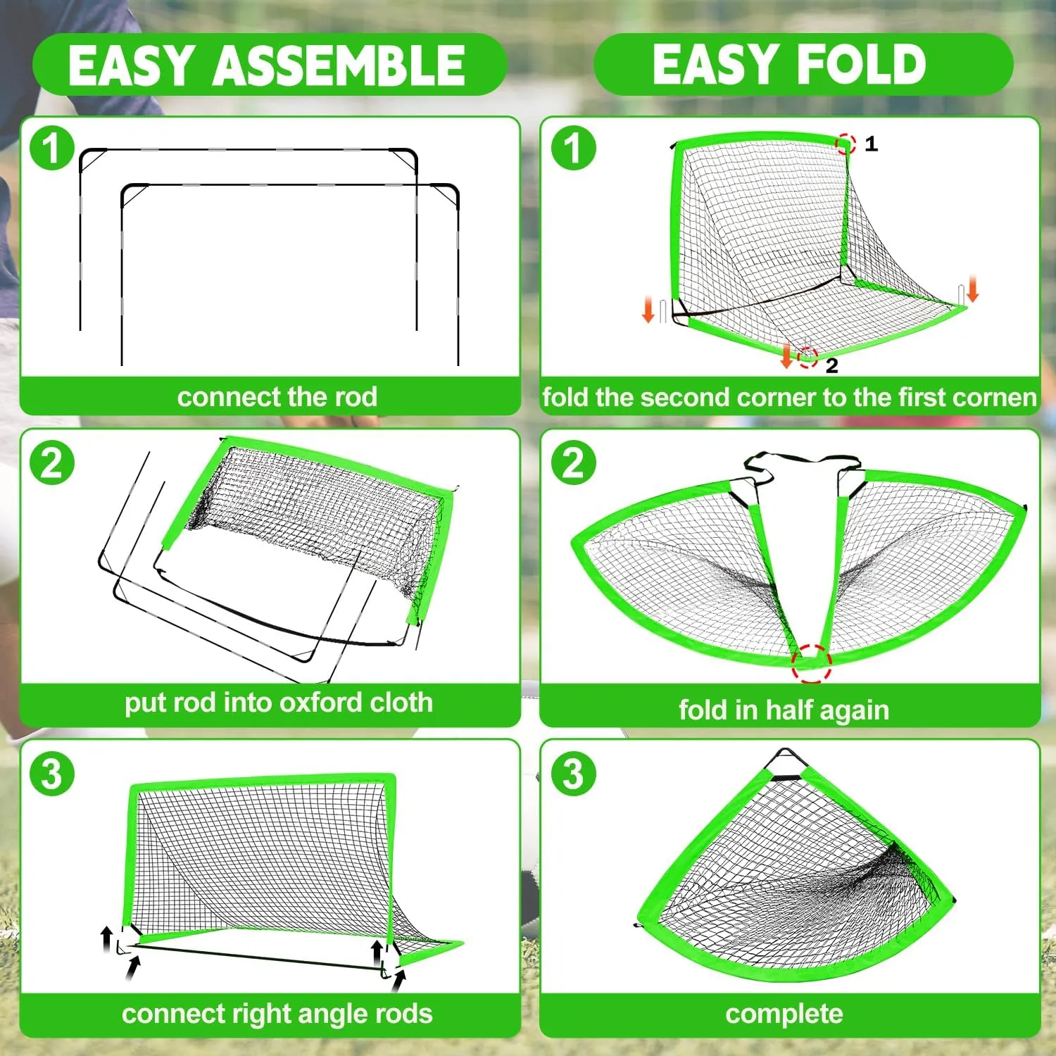 Kids Soccer Goals for Backyard Set of 2-6x4 ft Portable Pop Up Soccer Nets Training Equipment with Soccer Ball, Ladder, Cones, Ideal Birthday for Kids,Baseball & Softball Batting Cages