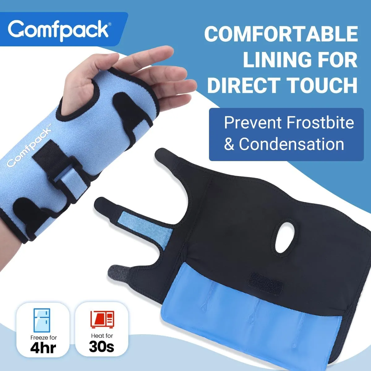 Large Ice Pack Wrap for Carpal Tunnel Relief, Wrist Brace With Gel Pack for Hand Pain Relief, Cold Compression for Tendonitis, Sprain, Arthritis, Swelling