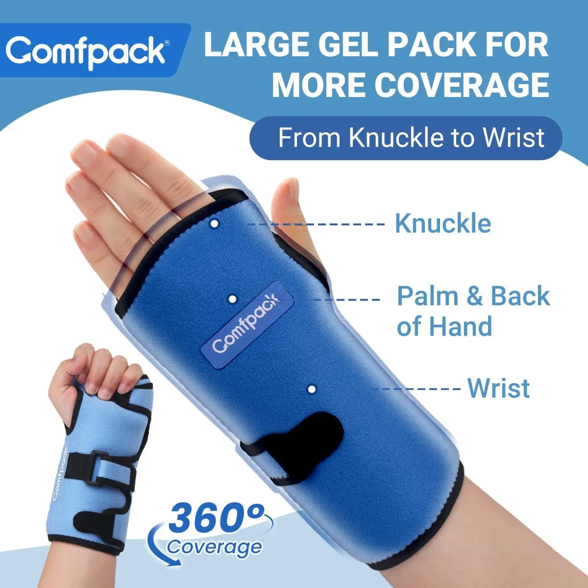 Large Ice Pack Wrap for Carpal Tunnel Relief, Wrist Brace With Gel Pack for Hand Pain Relief, Cold Compression for Tendonitis, Sprain, Arthritis, Swelling