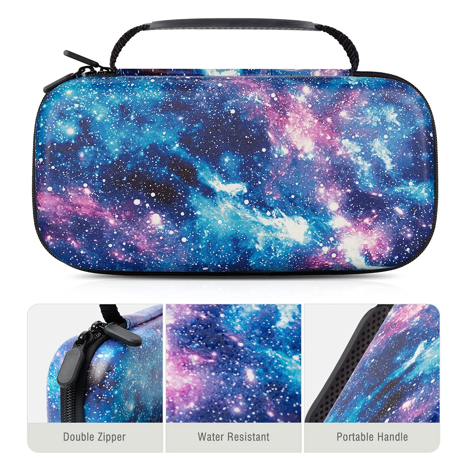 Lokigo Carry Case Compatible for Nintendo Switch/Switch OLED, Protective Travel Switch Carrying Case Boys Girls with 16 Game Card Slots for Console & Accessories, Space Galaxy