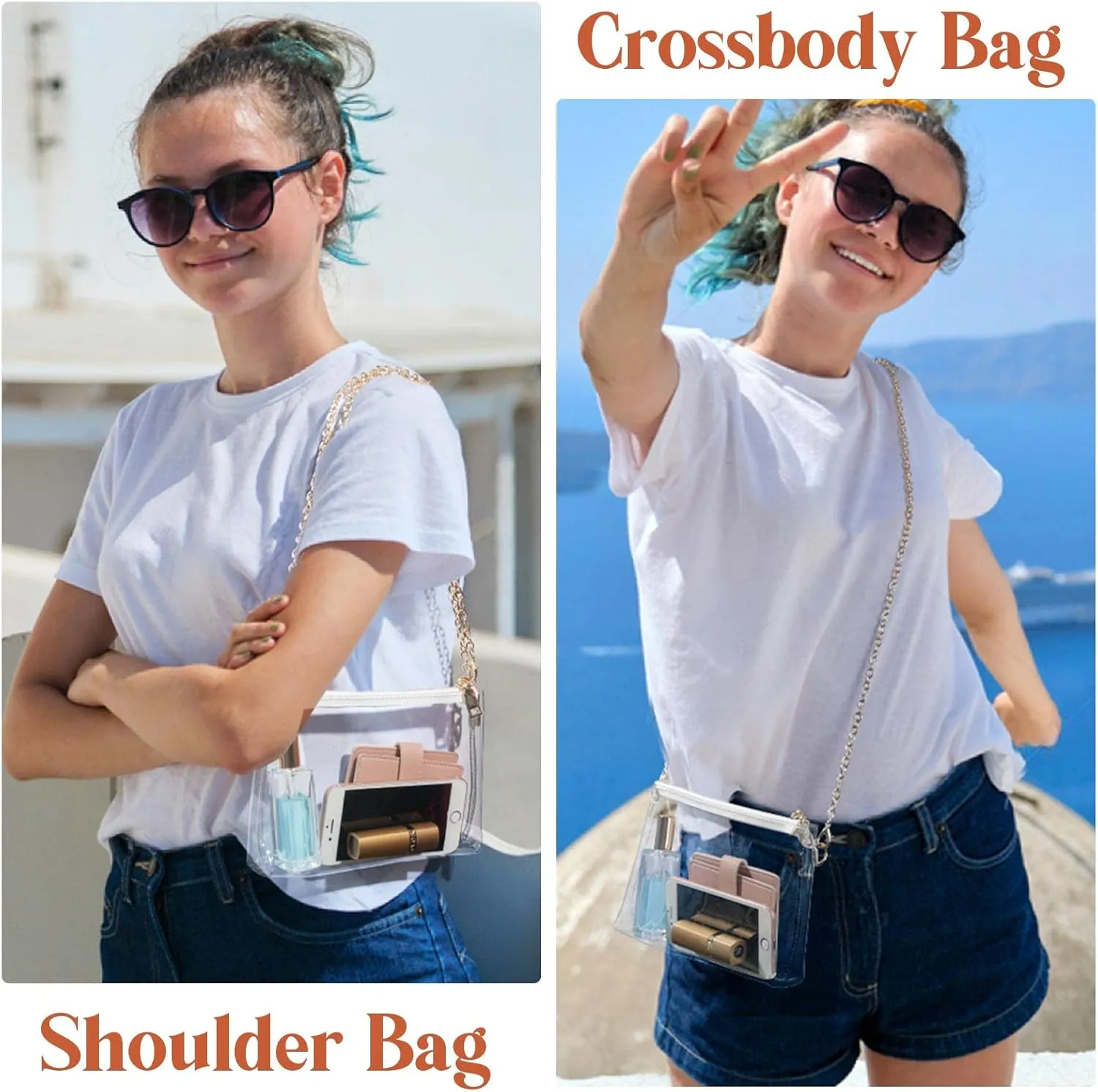 Lorbro Clear Purse for Women Stadium Approved, Clear Crossbody Bag with Zipper Closure, Transparent Purse for Concert Sports