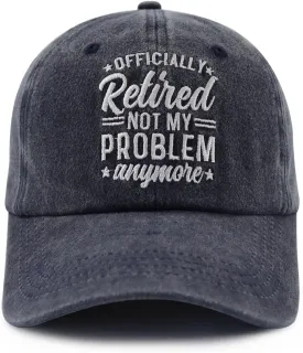 Officially Retired Hat for Women Men, Funny Adjustable Cotton Embroidery Retirement Baseball Cap