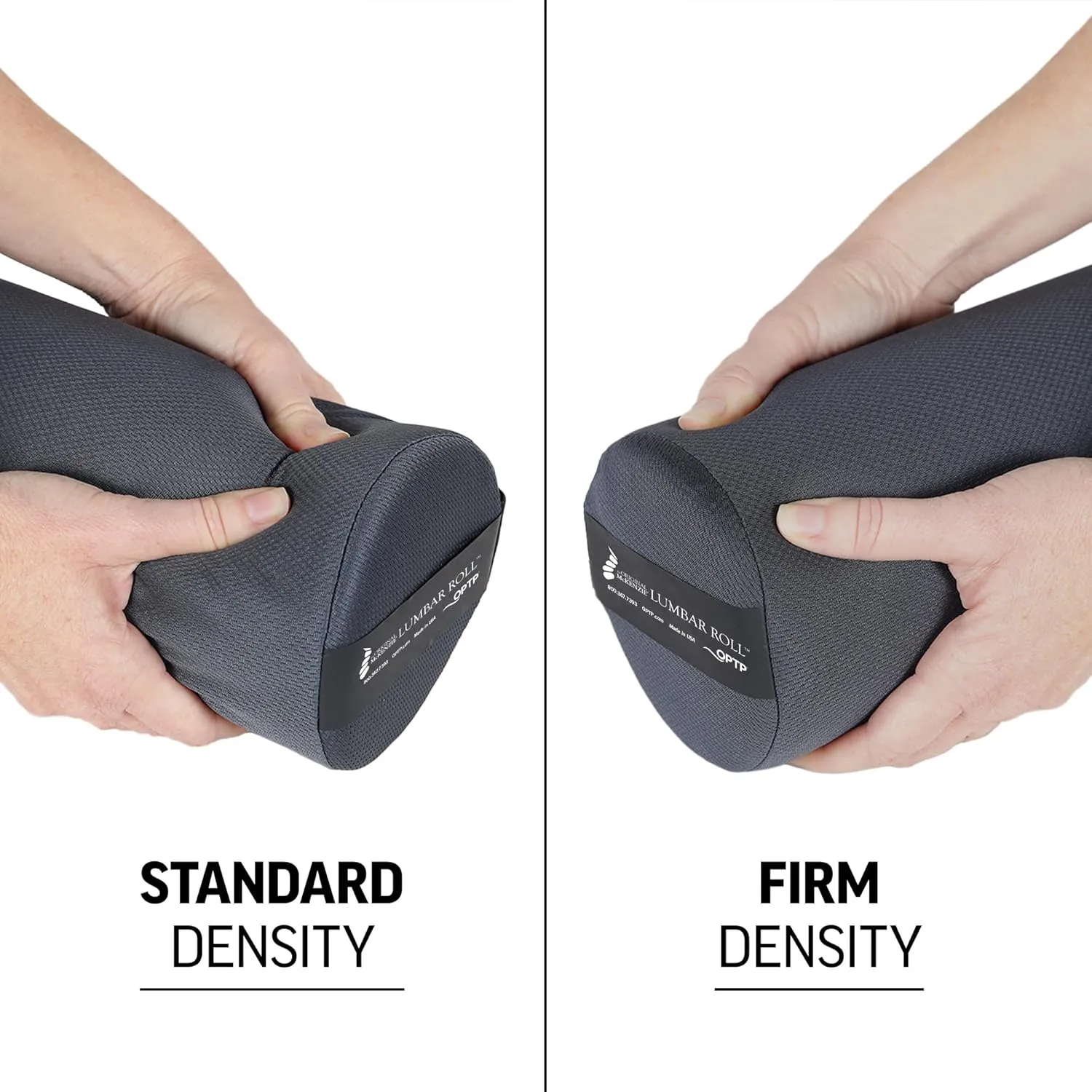 OPTP The Original McKenzie Lumbar Roll  USA-Made Low Back Lumbar Support for Office Chair & Car Seat Back Support Cushion. The Preferred Lumbar Pillow by Physical Therapists - Standard Density