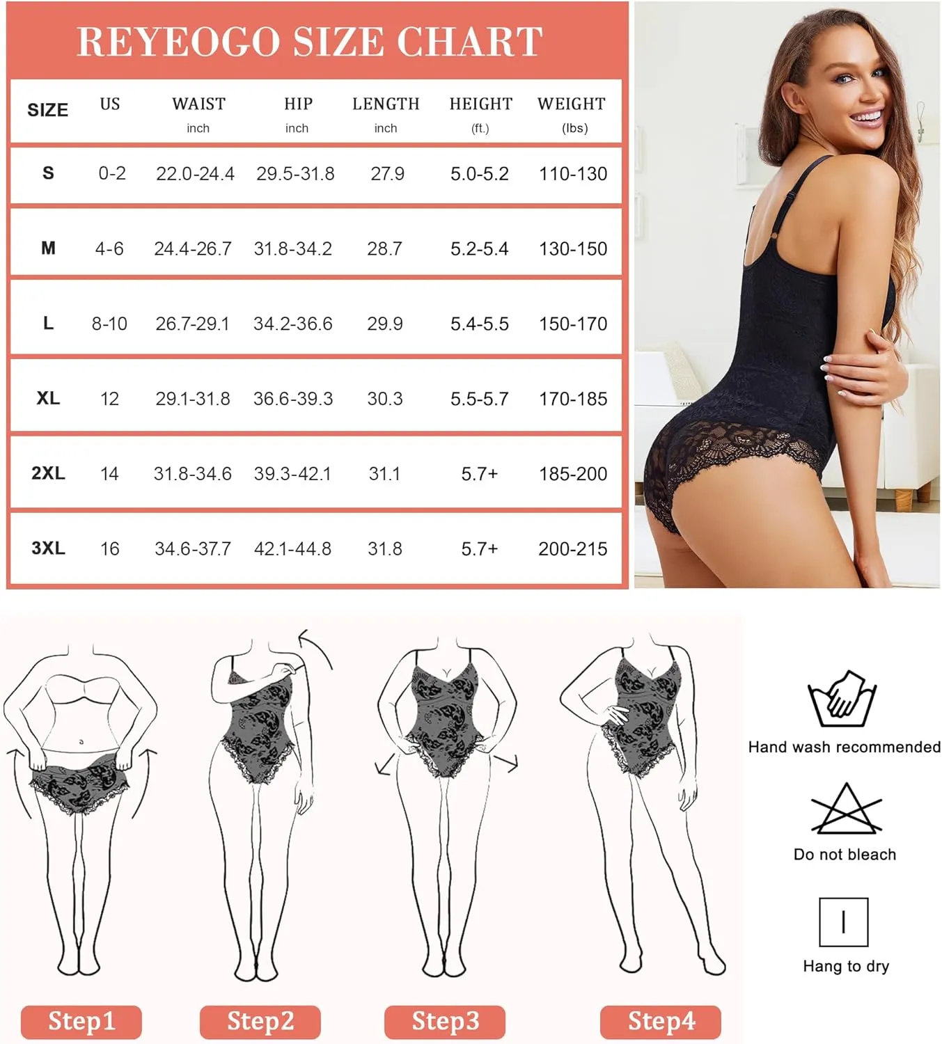 REYEOGO Lace Shapewear Bodysuit for Women Tummy Control Body Shaper V Neck Fajas Sculpting Tank Tops Slimming Camisole Corset