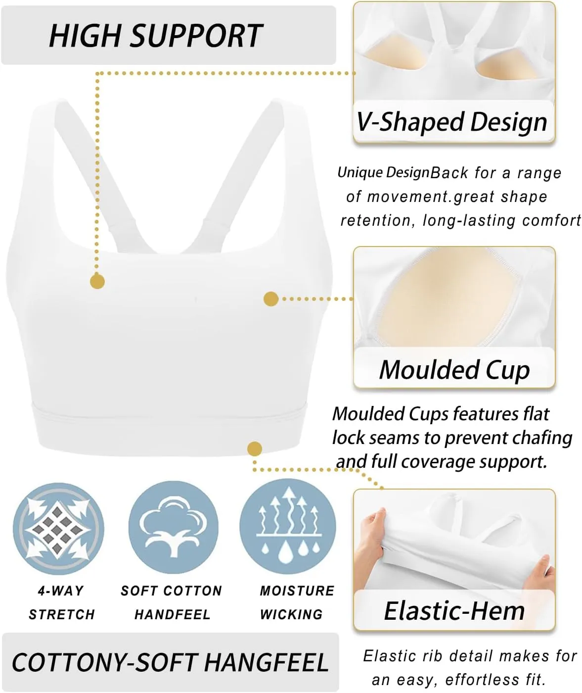 RUNNING GIRL Sports Bra for Women High Support, Molded Cup High Impact Sports Bras for Women Large Bust