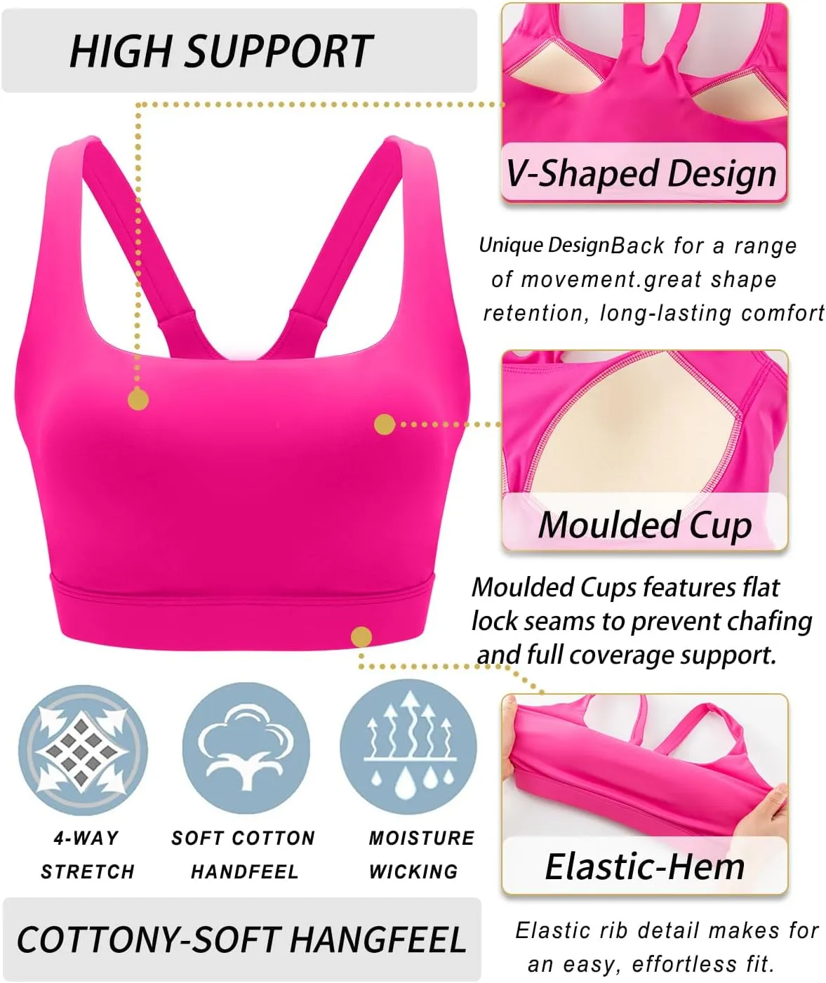 RUNNING GIRL Sports Bra for Women High Support, Molded Cup High Impact Sports Bras for Women Large Bust