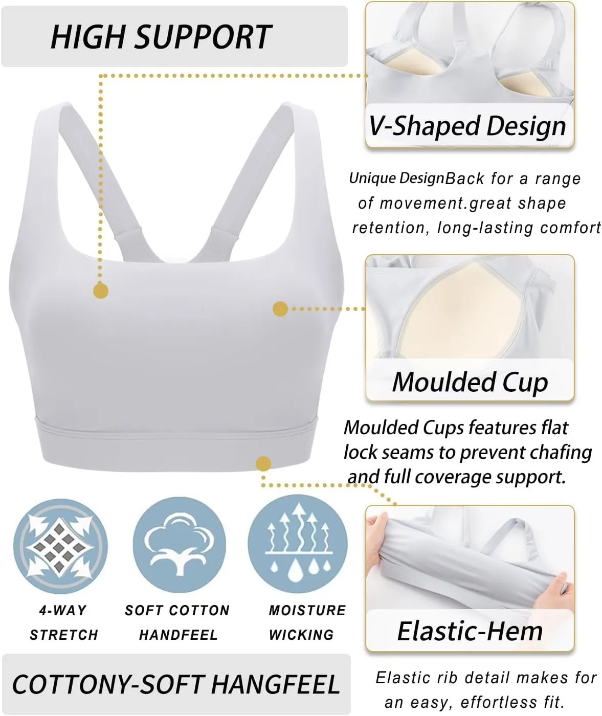RUNNING GIRL Sports Bra for Women High Support, Molded Cup High Impact Sports Bras for Women Large Bust