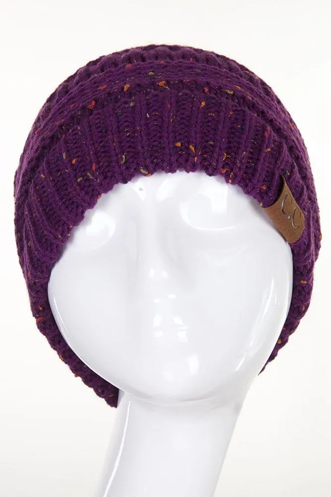 ScarvesMe Women Confetti BeanieTail Ponytail Messy Bun Solid Ribbed Beanie Hat Cap