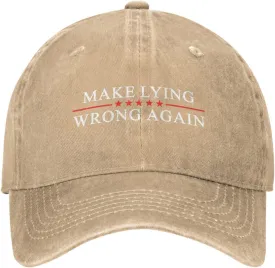 Sefgaen Make Lying Wrong Again Hat for Men Dad Hats Funny Hats