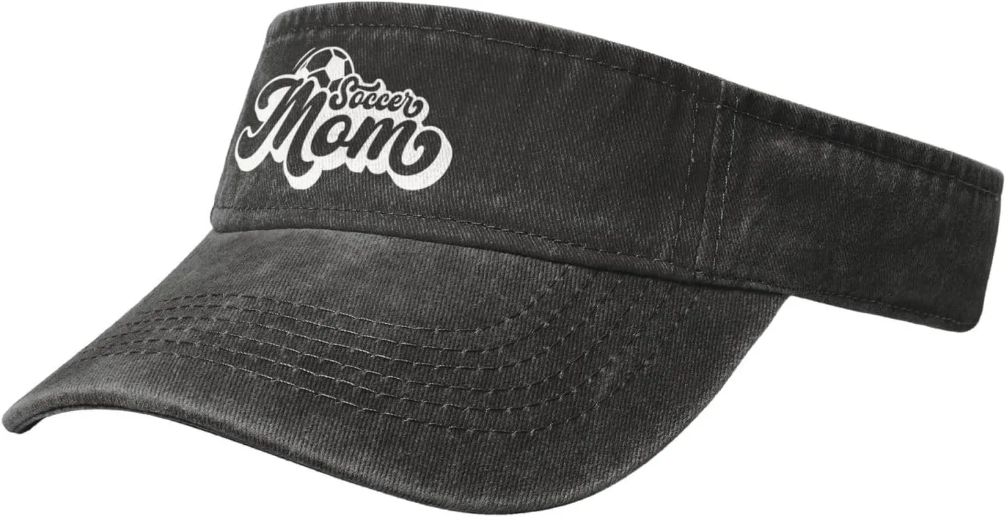 Soccer Mom Women and Men Baseball Cap Black Adjustable Dad and Mom Washed Denim Fedora Outdoor Activities Truck Sun Hats