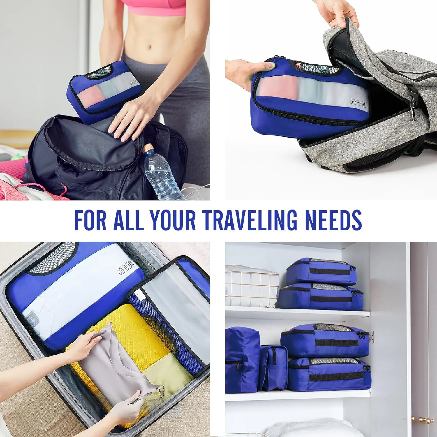 Veken 8 Set Packing Cubes for Travel Essentials, Suitcase Organizer Bags Set for Luggage, Road Trip Travel Accessories in 4 Sizes (Extra Large, Large, Medium, Small)