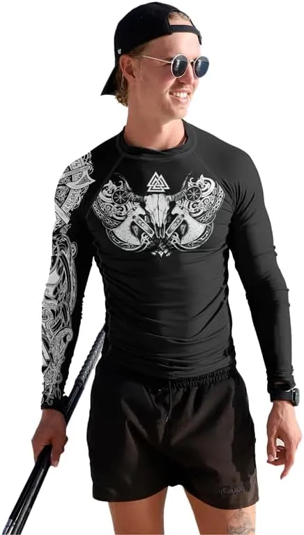 Viking Mens Fight Rash Guard Long Sleeve Baselayer Cool Dry BJJ MMA Jiu Jitsu Compression Shirt