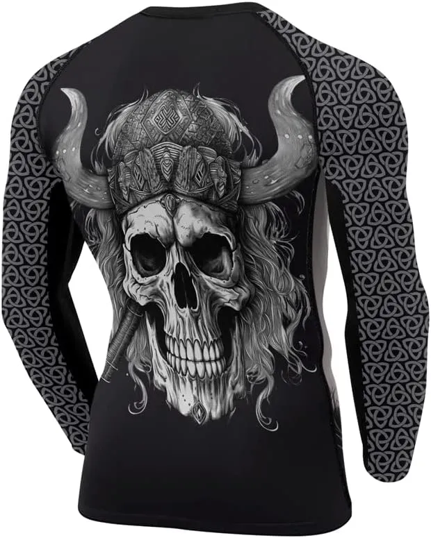 Viking Mens Fight Rash Guard Long Sleeve Baselayer Cool Dry BJJ MMA Jiu Jitsu Compression Shirt