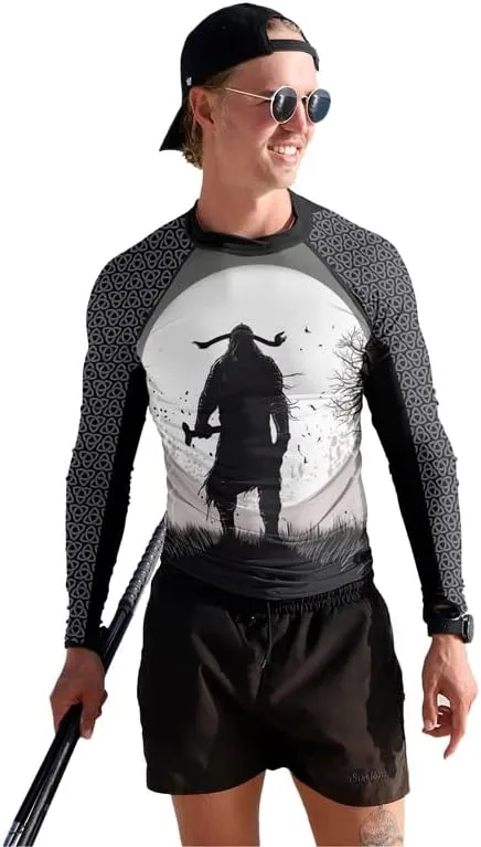 Viking Mens Fight Rash Guard Long Sleeve Baselayer Cool Dry BJJ MMA Jiu Jitsu Compression Shirt