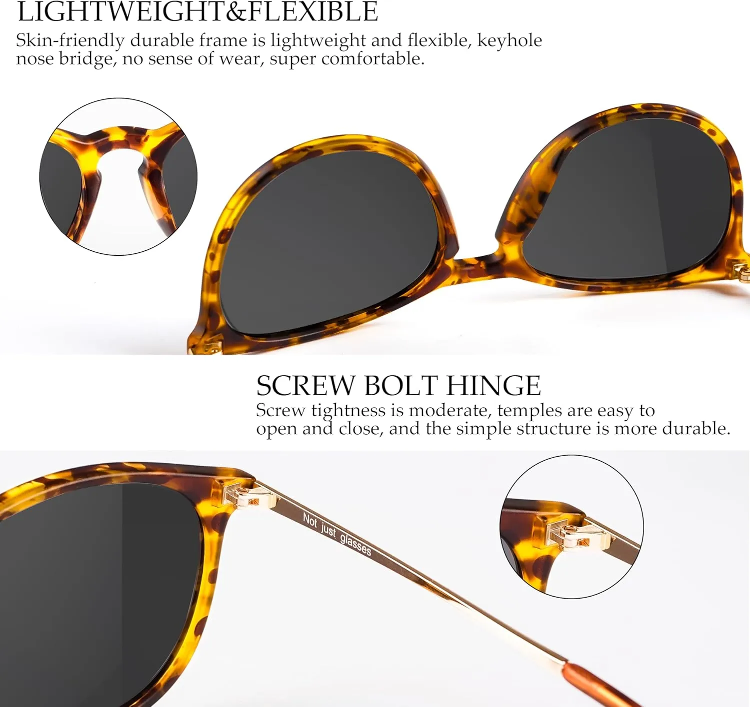 Vintage Round Polarized Sunglasses for Women Men Classic Retro Trendy Designer Style Sun Glasses UV400 Protection