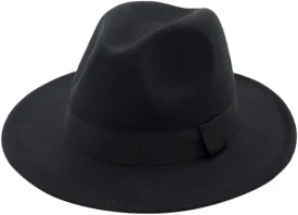Women Men Classic Jazz Hat Vintage Wide Brim Fedora Hat with Belt Buckle Two Tone Panama Hat Black Dress Hat