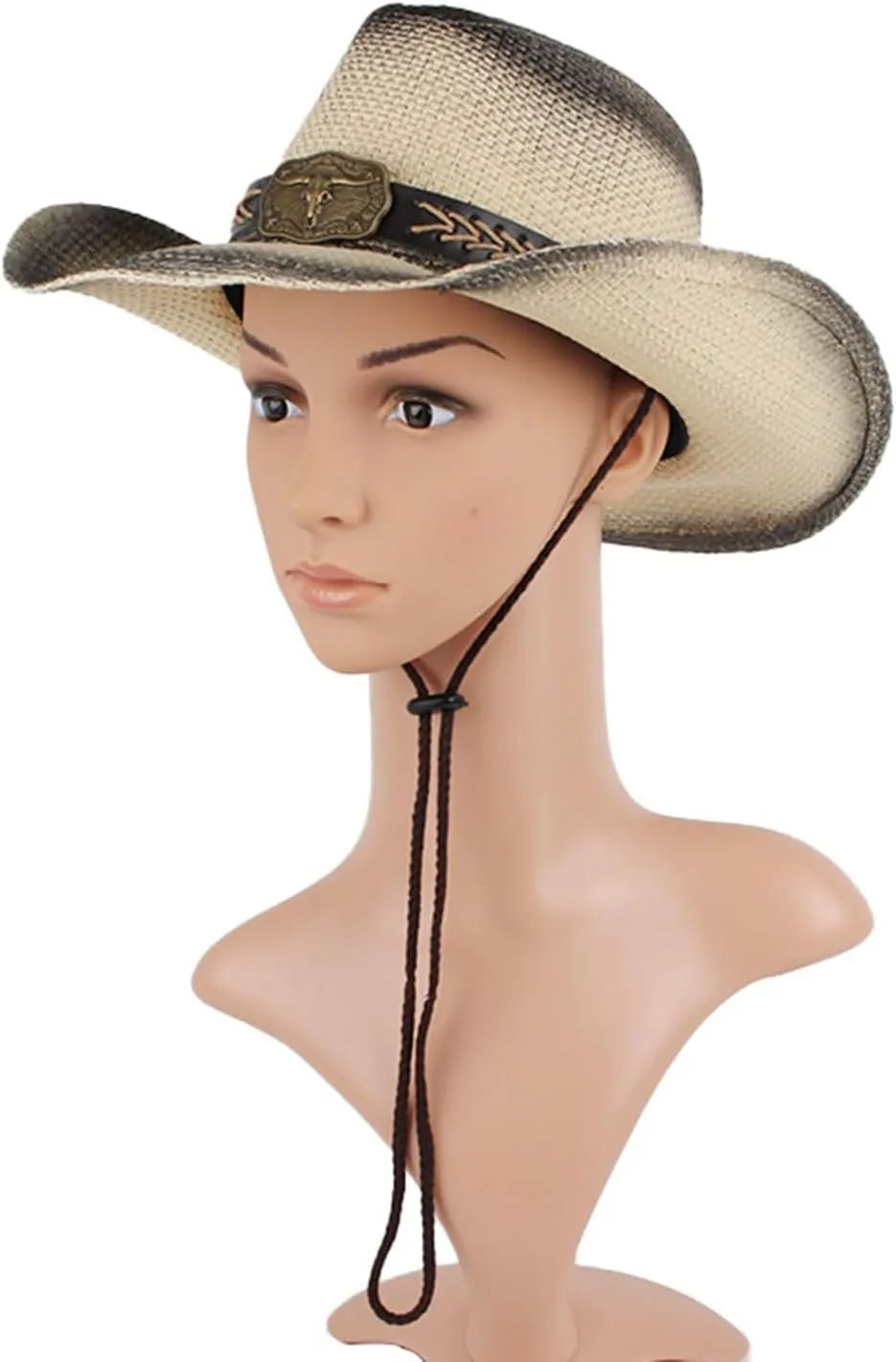 Women Men Western Cowboy Hat, Vintage Felt Cowgirl Hat Wide Brim Bowler Cap Adult Cowboy Hats