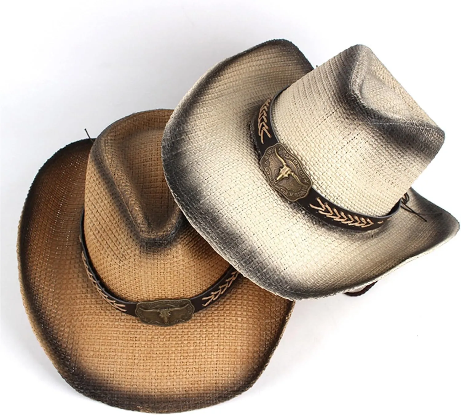 Women Men Western Cowboy Hat, Vintage Felt Cowgirl Hat Wide Brim Bowler Cap Adult Cowboy Hats